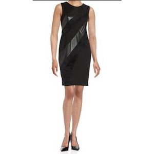 Calvin Klein Women's Black NWT Faux Suede Sleeveless Sheath Dress Size 20W.